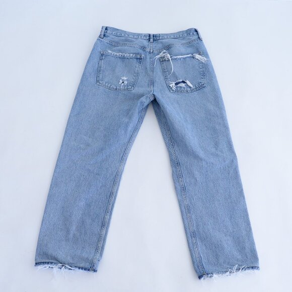 Agolde Los Angeles Loose Distressed 100% Cotton Light Wash Blue Denim 90s Jeans - Picture 2 of 14